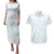 White Sunday Couples Matching Puletasi and Hawaiian Shirt Plumeria Tatau Mix Tapa