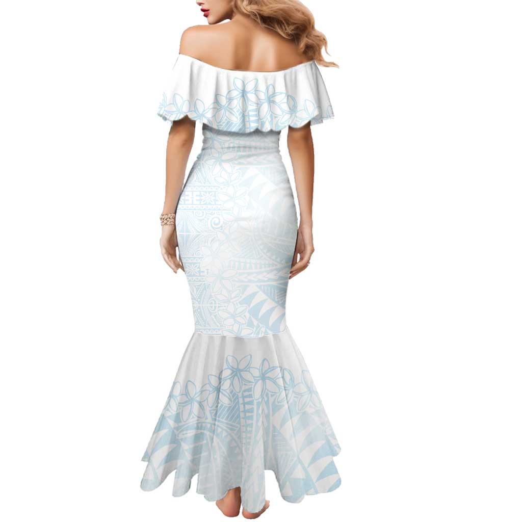 White Sunday Family Matching Mermaid Dress and Hawaiian Shirt Plumeria Tatau Mix Tapa LT7 - Polynesian Pride