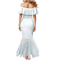 White Sunday Family Matching Mermaid Dress and Hawaiian Shirt Plumeria Tatau Mix Tapa LT7 - Polynesian Pride