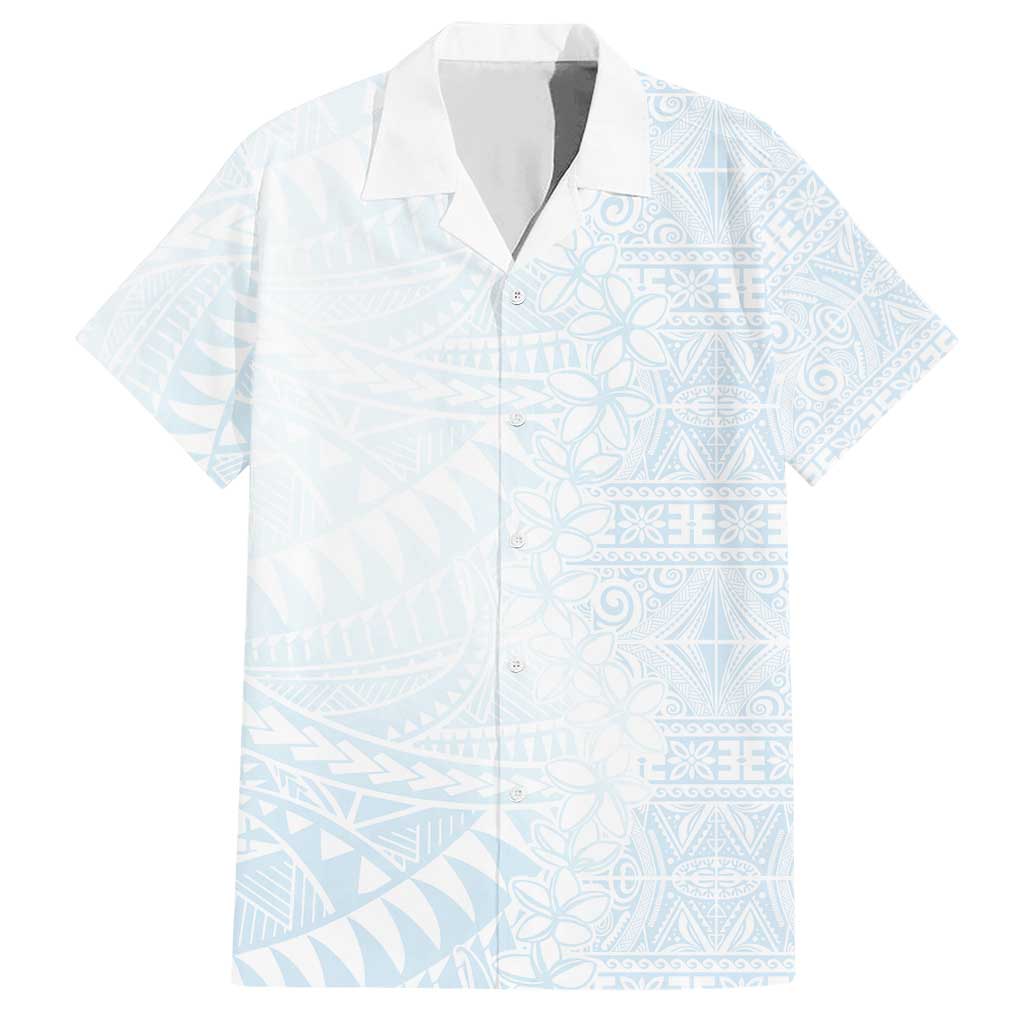 White Sunday Family Matching Short Sleeve Bodycon Dress and Hawaiian Shirt Plumeria Tatau Mix Tapa LT7 Dad's Shirt - Short Sleeve White - Polynesian Pride