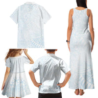 White Sunday Family Matching Tank Maxi Dress and Hawaiian Shirt Plumeria Tatau Mix Tapa
