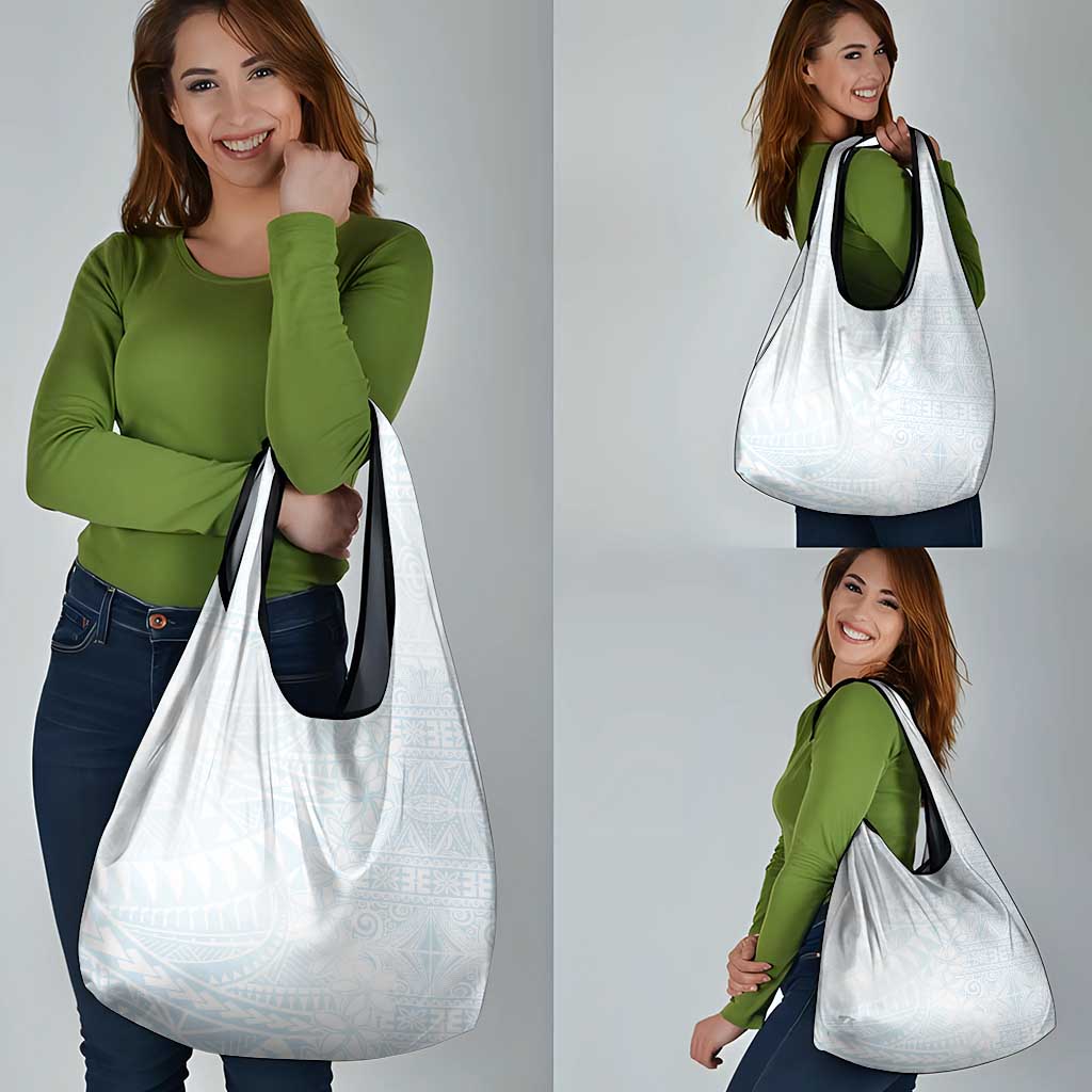 White Sunday Grocery Bag Plumeria Tatau Mix Tapa