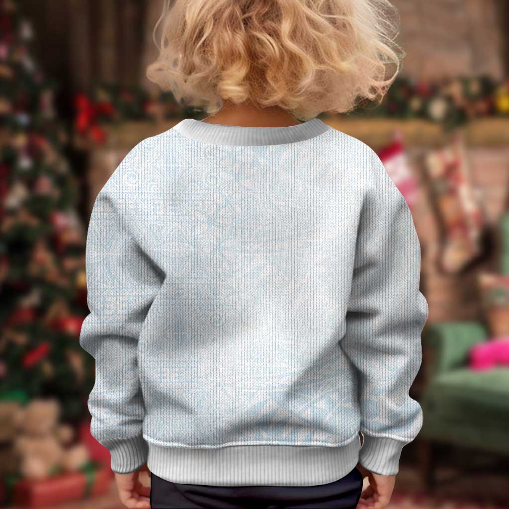 White Sunday Kid Ugly Christmas Sweater Plumeria Tatau Mix Tapa