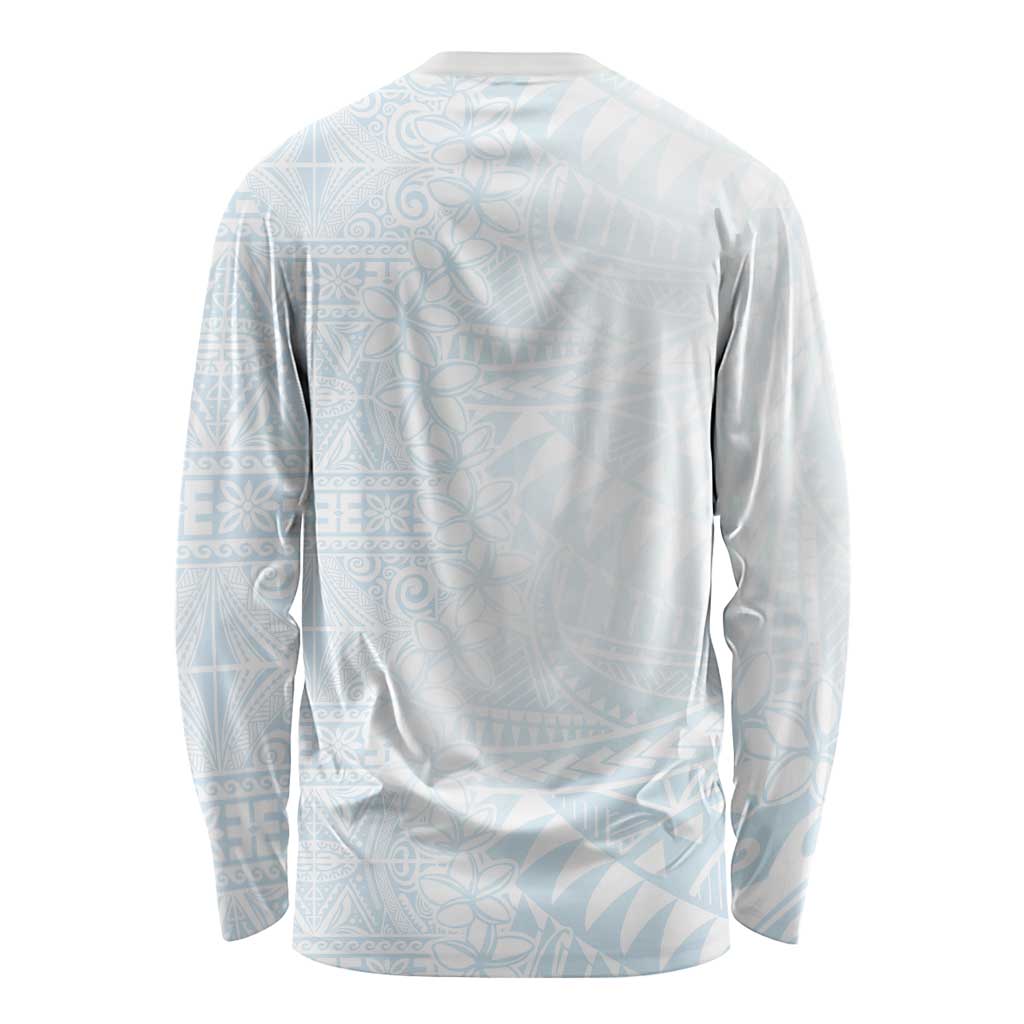 White Sunday Long Sleeve Shirt Plumeria Tatau Mix Tapa