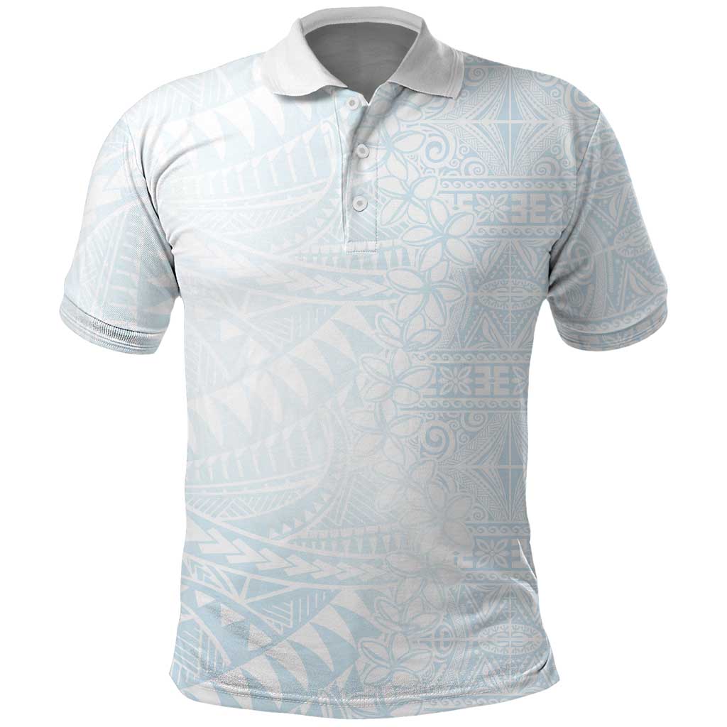 White Sunday Polo Shirt Plumeria Tatau Mix Tapa