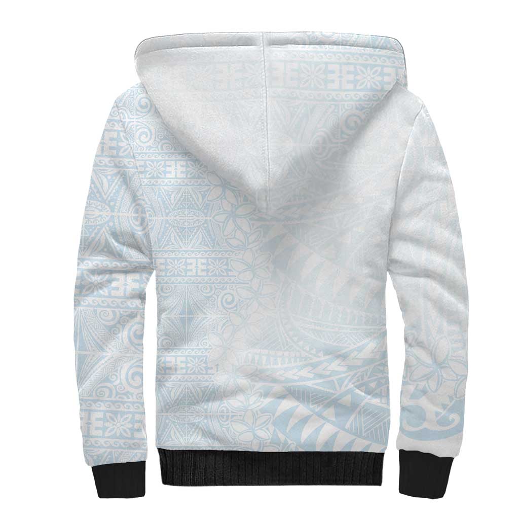 White Sunday Sherpa Hoodie Plumeria Tatau Mix Tapa