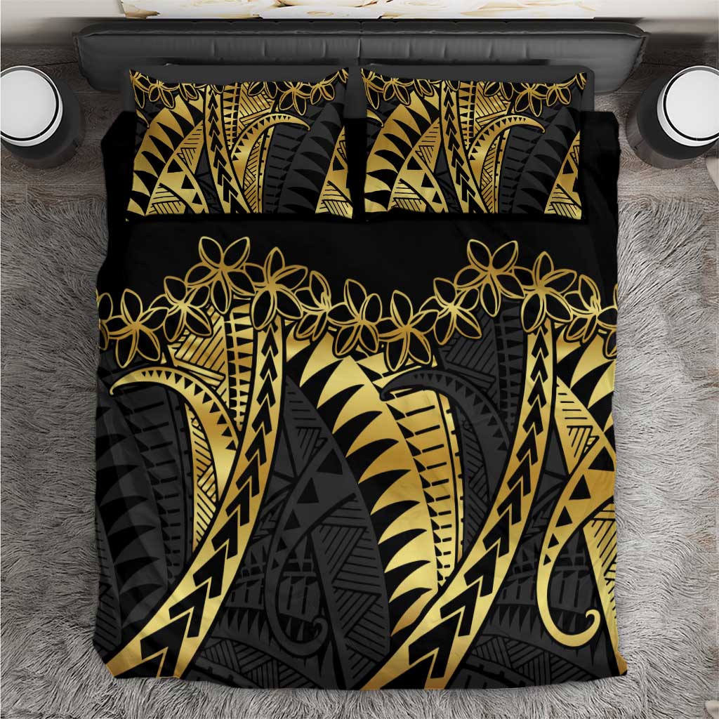 Polynesia Bedding Set Black & Gold Fancy Plumeria