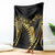 Polynesia Blanket Black & Gold Fancy Plumeria
