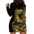 Polynesia Hoodie Dress Black & Gold Fancy Plumeria