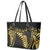 Polynesia Leather Tote Bag Black & Gold Fancy Plumeria