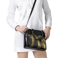 Polynesia Shoulder Handbag Black & Gold Fancy Plumeria