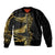 Polynesia Sleeve Zip Bomber Jacket Black & Gold Fancy Plumeria