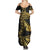 Polynesia Summer Maxi Dress Black & Gold Fancy Plumeria