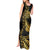 Polynesia Tank Maxi Dress Black & Gold Fancy Plumeria