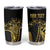 Polynesia Personalised Tumbler Cup Black & Gold Fancy Plumeria