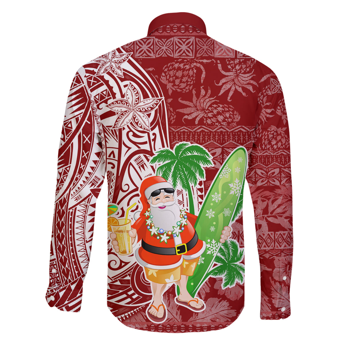 Hawaii Christmas Mele Kalikimaka Family Matching Long Sleeve Bodycon Dress and Hawaiian Shirt Santa Claus LT7 - Polynesian Pride