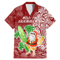 Hawaii Christmas Mele Kalikimaka Family Matching Mermaid Dress and Hawaiian Shirt Santa Claus LT7 Dad's Shirt - Short Sleeve Red - Polynesian Pride