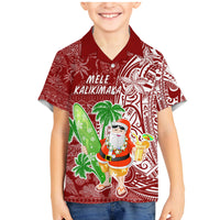 Hawaii Christmas Mele Kalikimaka Family Matching Mermaid Dress and Hawaiian Shirt Santa Claus LT7 Son's Shirt Red - Polynesian Pride