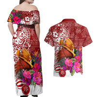 Papua New Guinea Christmas Couples Matching Off Shoulder Maxi Dress and Hawaiian Shirt Bird-of-Paradise Special LT7 - Polynesian Pride