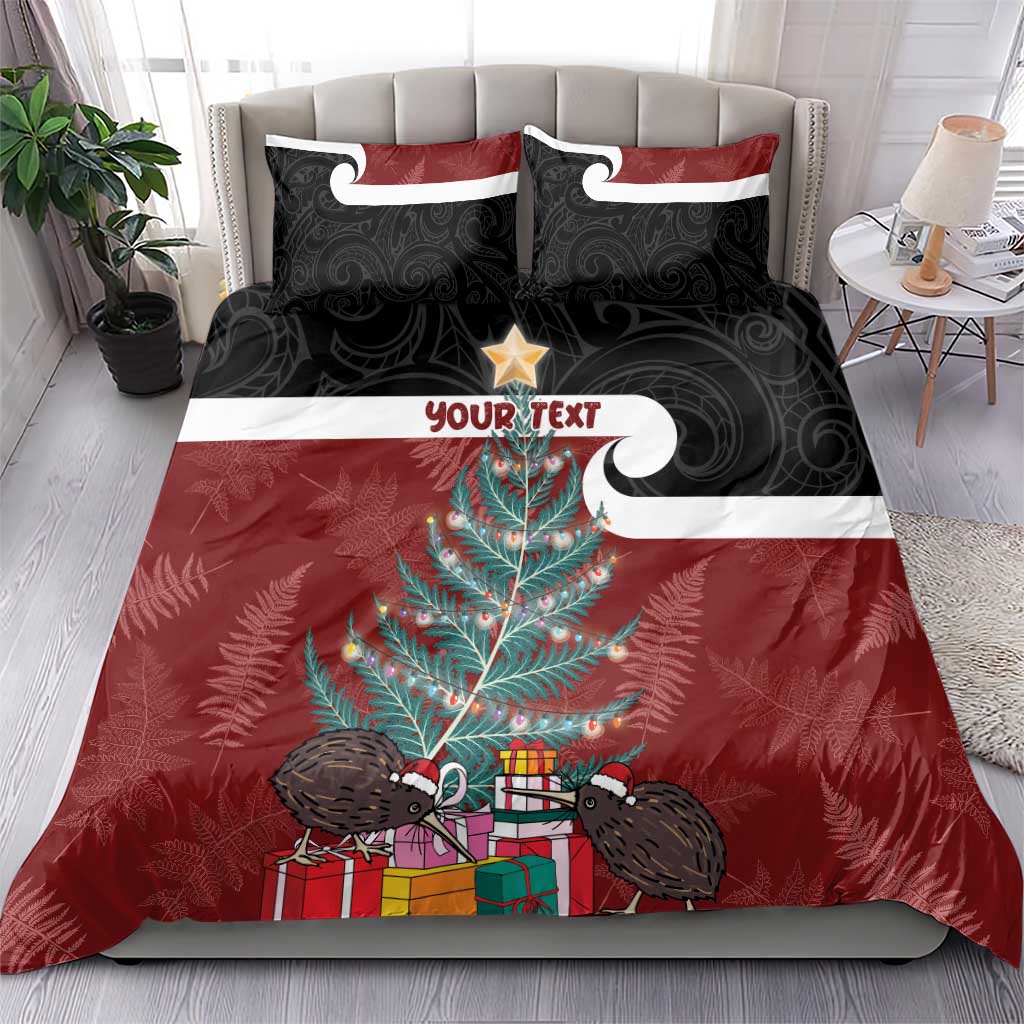 Personalised New Zealand Maori Christmas Bedding Set Xmas Fern Mix Kowhawhai