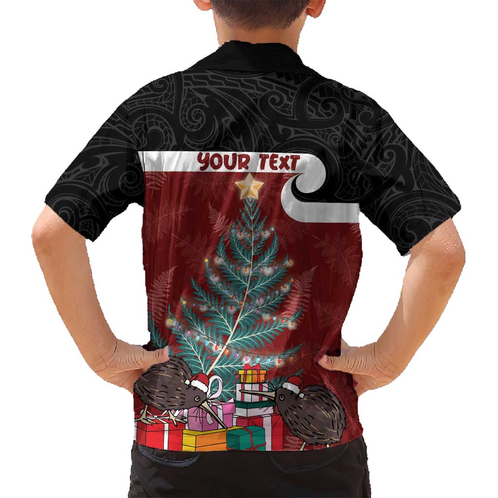 Personalised New Zealand Maori Christmas Family Matching Long Sleeve Bodycon Dress and Hawaiian Shirt Xmas Fern Mix Kowhawhai LT7 - Polynesian Pride