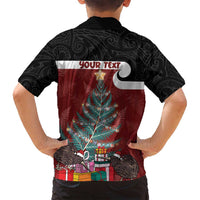 Personalised New Zealand Maori Christmas Family Matching Long Sleeve Bodycon Dress and Hawaiian Shirt Xmas Fern Mix Kowhawhai LT7 - Polynesian Pride