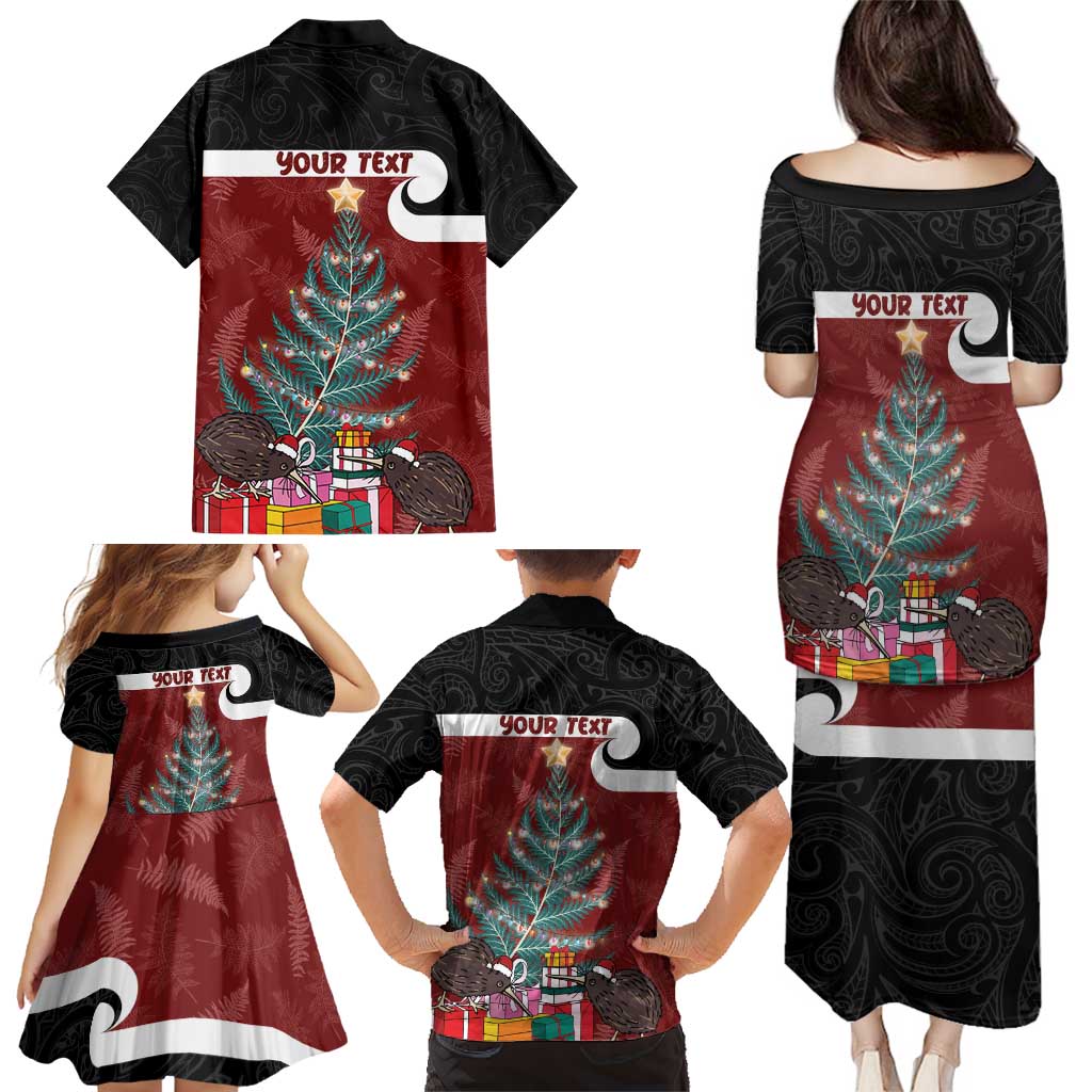 Personalised New Zealand Maori Christmas Family Matching Puletasi and Hawaiian Shirt Xmas Fern Mix Kowhawhai