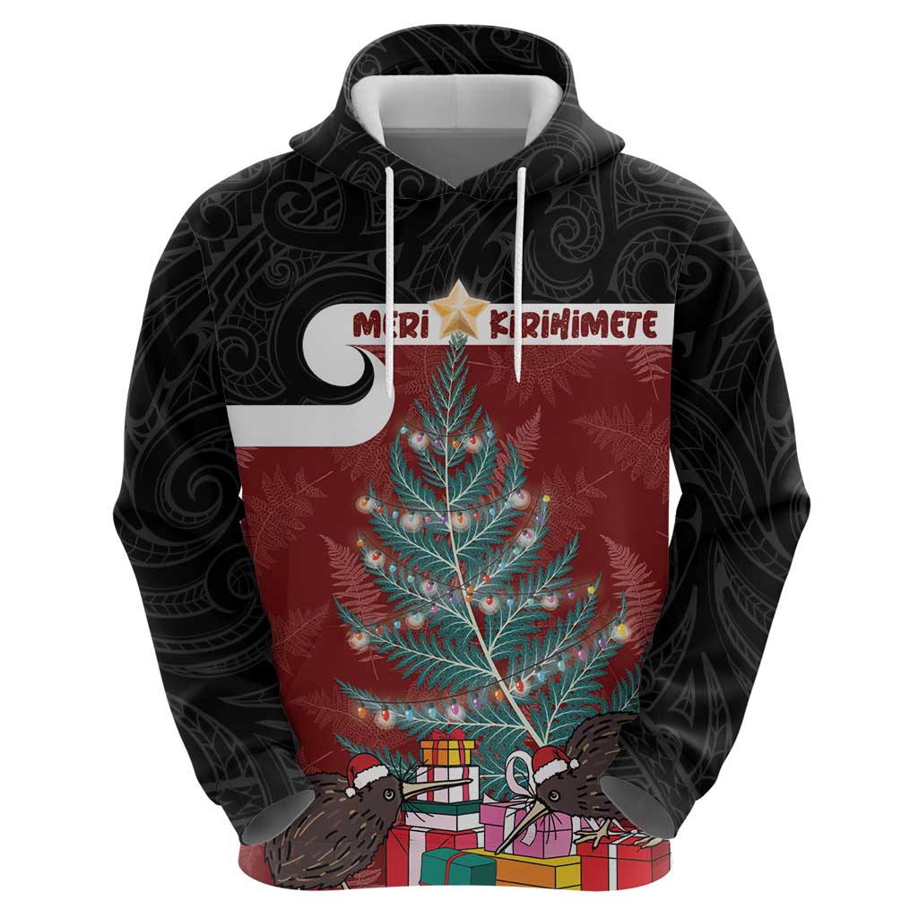 Personalised New Zealand Maori Christmas Hoodie Xmas Fern Mix Kowhawhai