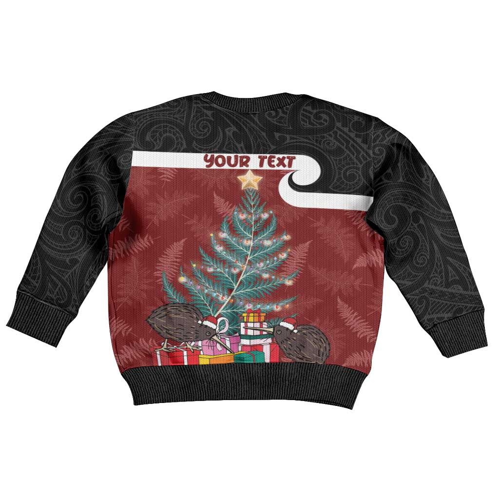 Personalised New Zealand Maori Christmas Kid Ugly Christmas Sweater Xmas Fern Mix Kowhawhai LT7 - Polynesian Pride