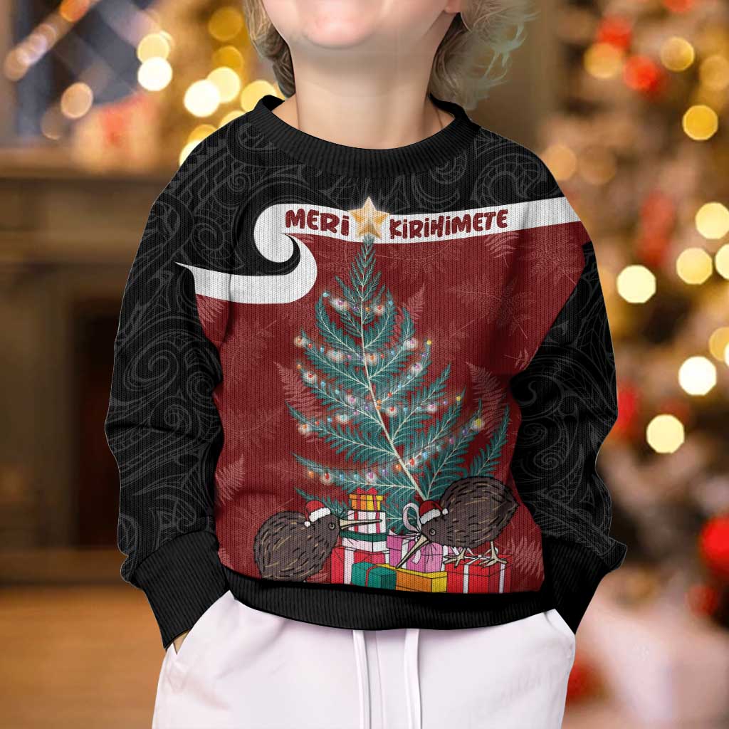 Personalised New Zealand Maori Christmas Kid Ugly Christmas Sweater Xmas Fern Mix Kowhawhai LT7 - Polynesian Pride