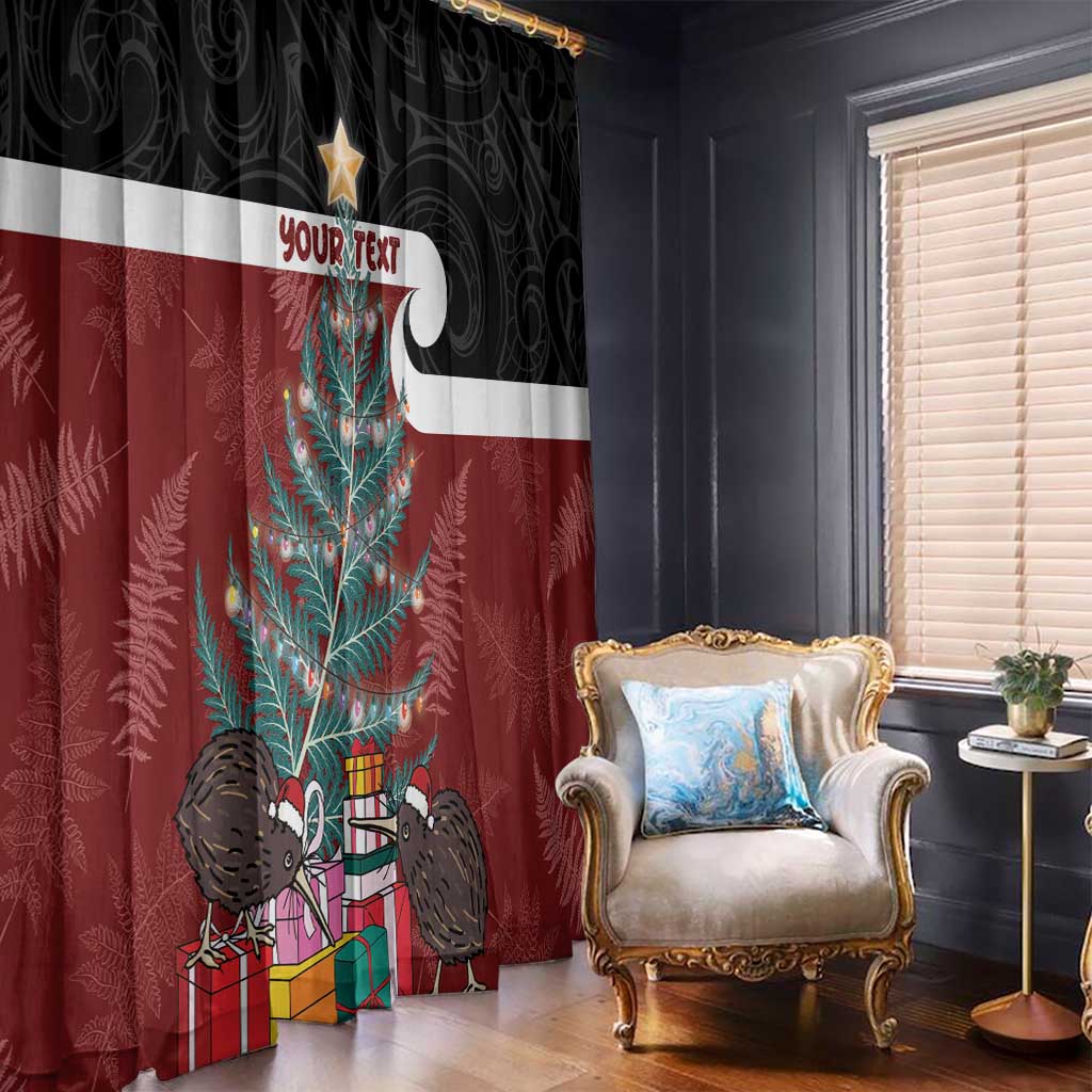 Personalised New Zealand Maori Christmas Window Curtain Xmas Fern Mix Kowhawhai