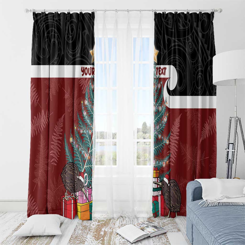 Personalised New Zealand Maori Christmas Window Curtain Xmas Fern Mix Kowhawhai
