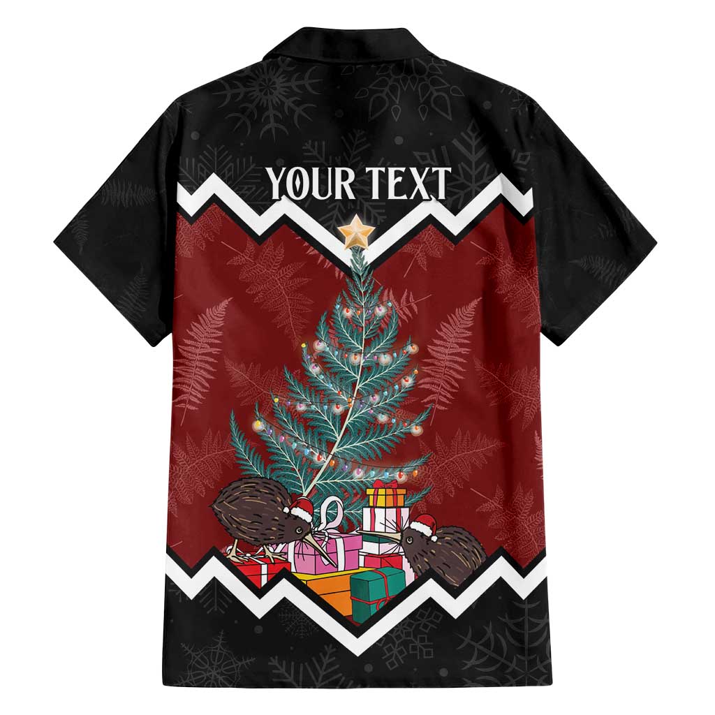 Personalised New Zealand Christmas Family Matching Off Shoulder Short Dress and Hawaiian Shirt Xmas Fern and Kiwi Birds