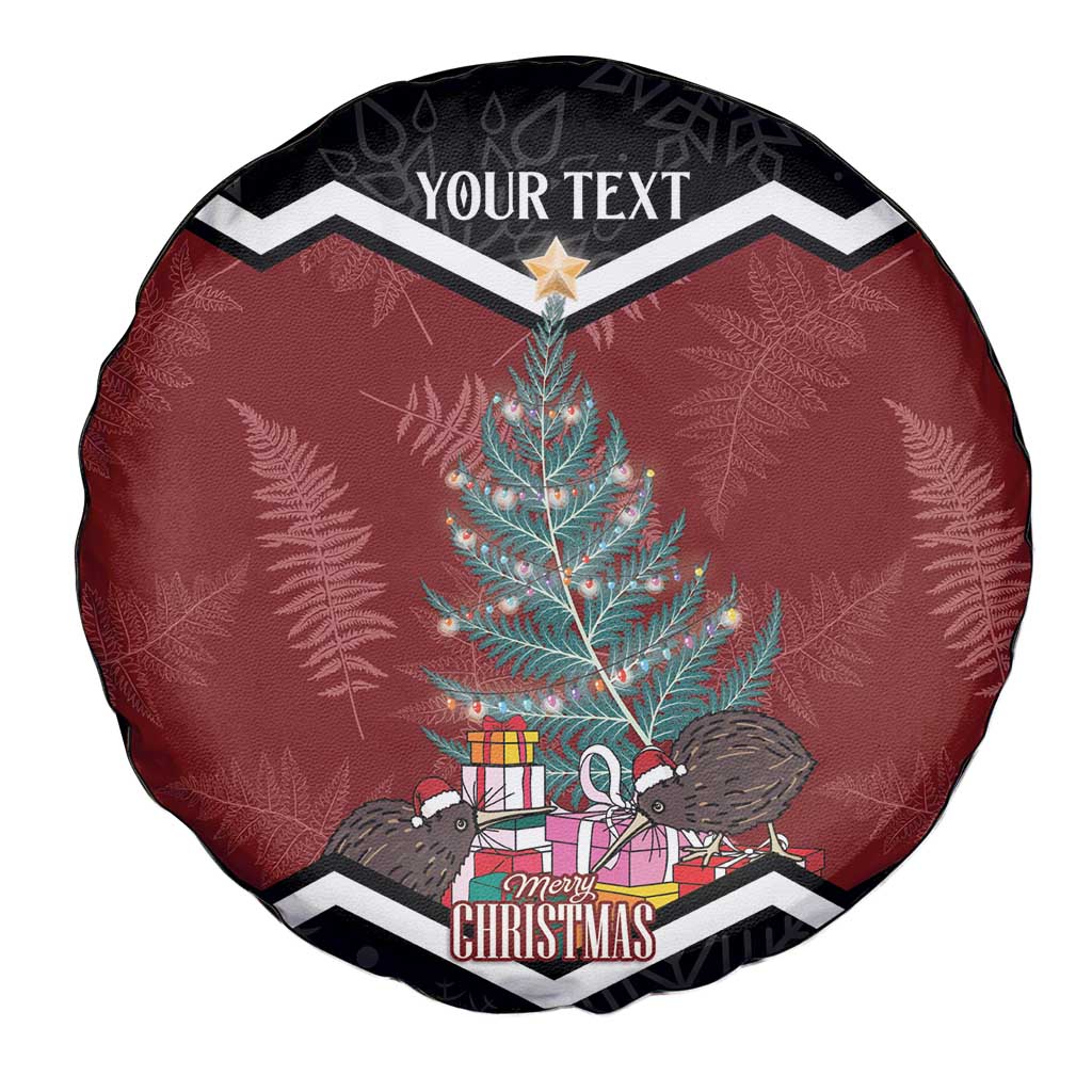 Personalised New Zealand Christmas Spare Tire Cover Xmas Fern and Kiwi Birds