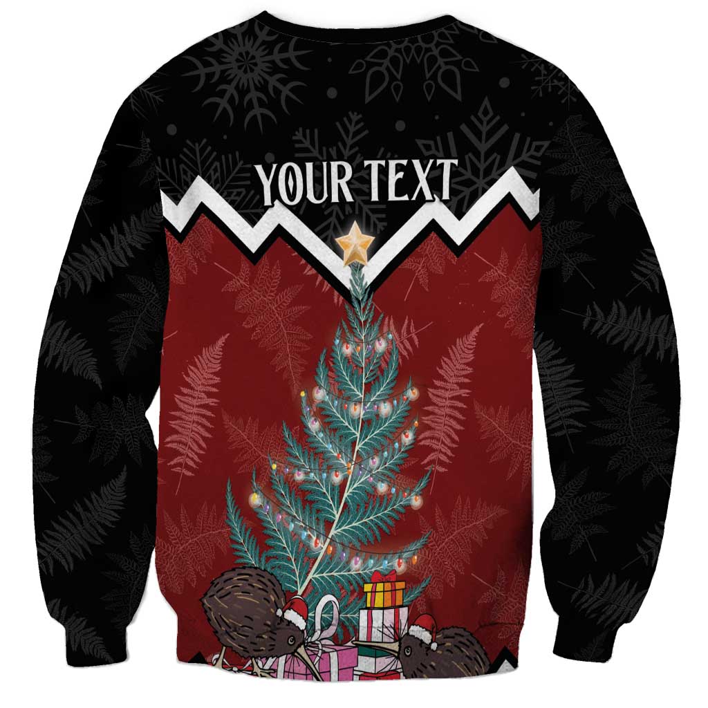 Personalised New Zealand Christmas Sweatshirt Xmas Fern and Kiwi Birds