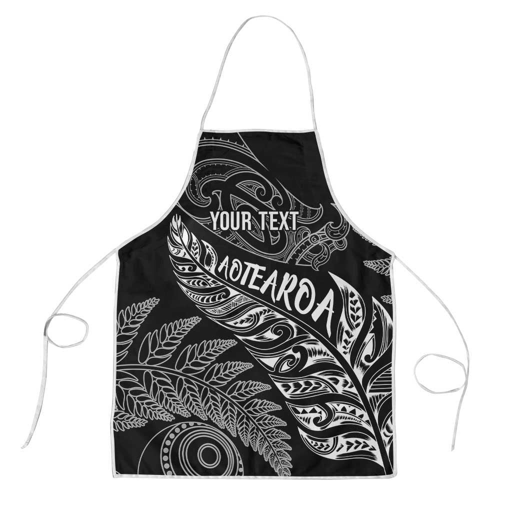Aotearoa Personalized Lawn Bowls Maori Apron New Zealand Black Tribal Silver Fern - Polynesian Pride