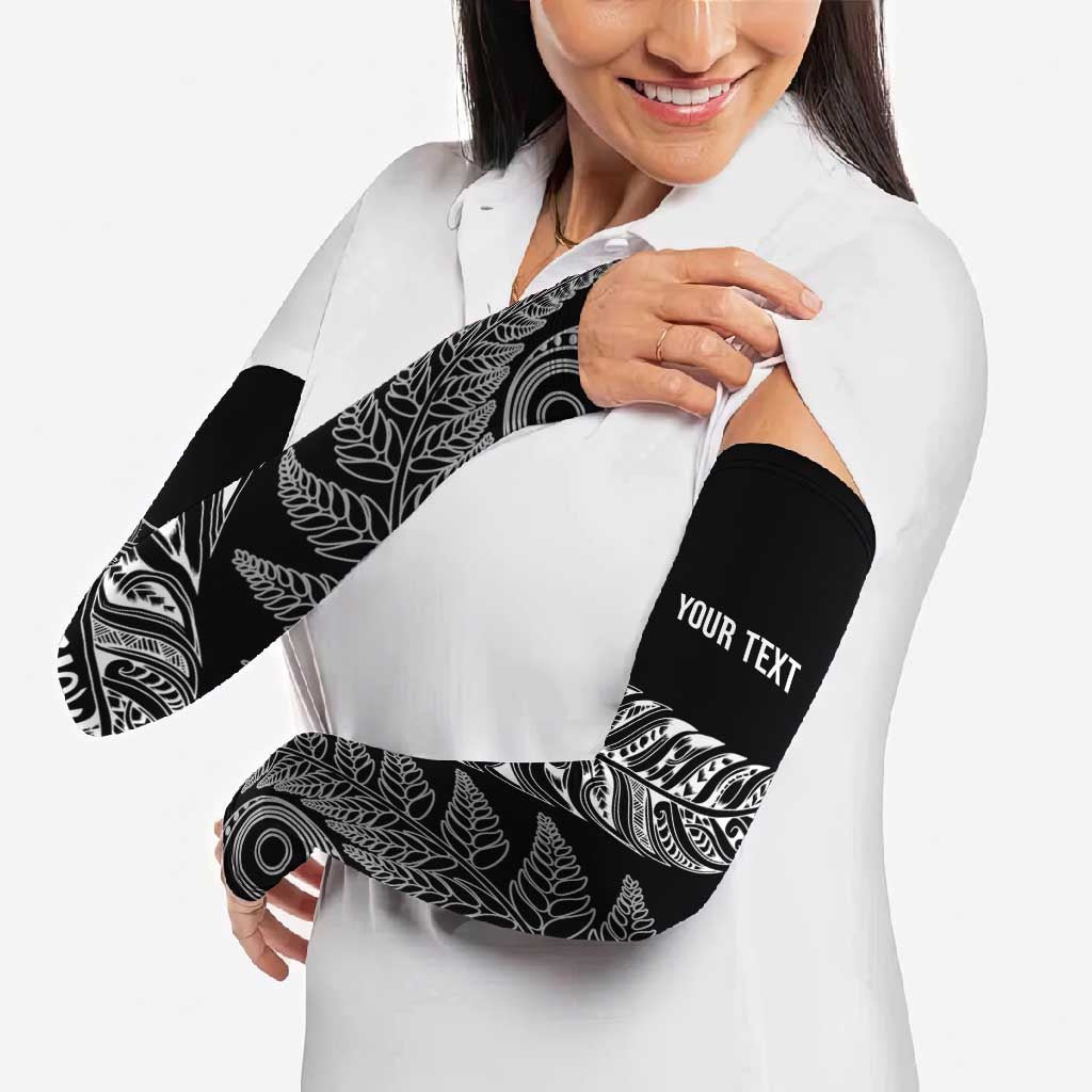Aotearoa Personalized Lawn Bowls Maori Arm Sleeves New Zealand Black Tribal Silver Fern - Polynesian Pride