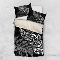 Aotearoa Personalized Lawn Bowls Maori Bedding Set New Zealand Black Tribal Silver Fern - Polynesian Pride