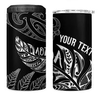 Aotearoa Personalized Lawn Bowls Maori 4 in 1 Can Cooler Tumbler New Zealand Black Tribal Silver Fern - Polynesian Pride