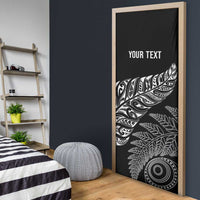Aotearoa Personalized Lawn Bowls Maori Door Cover New Zealand Black Tribal Silver Fern - Polynesian Pride
