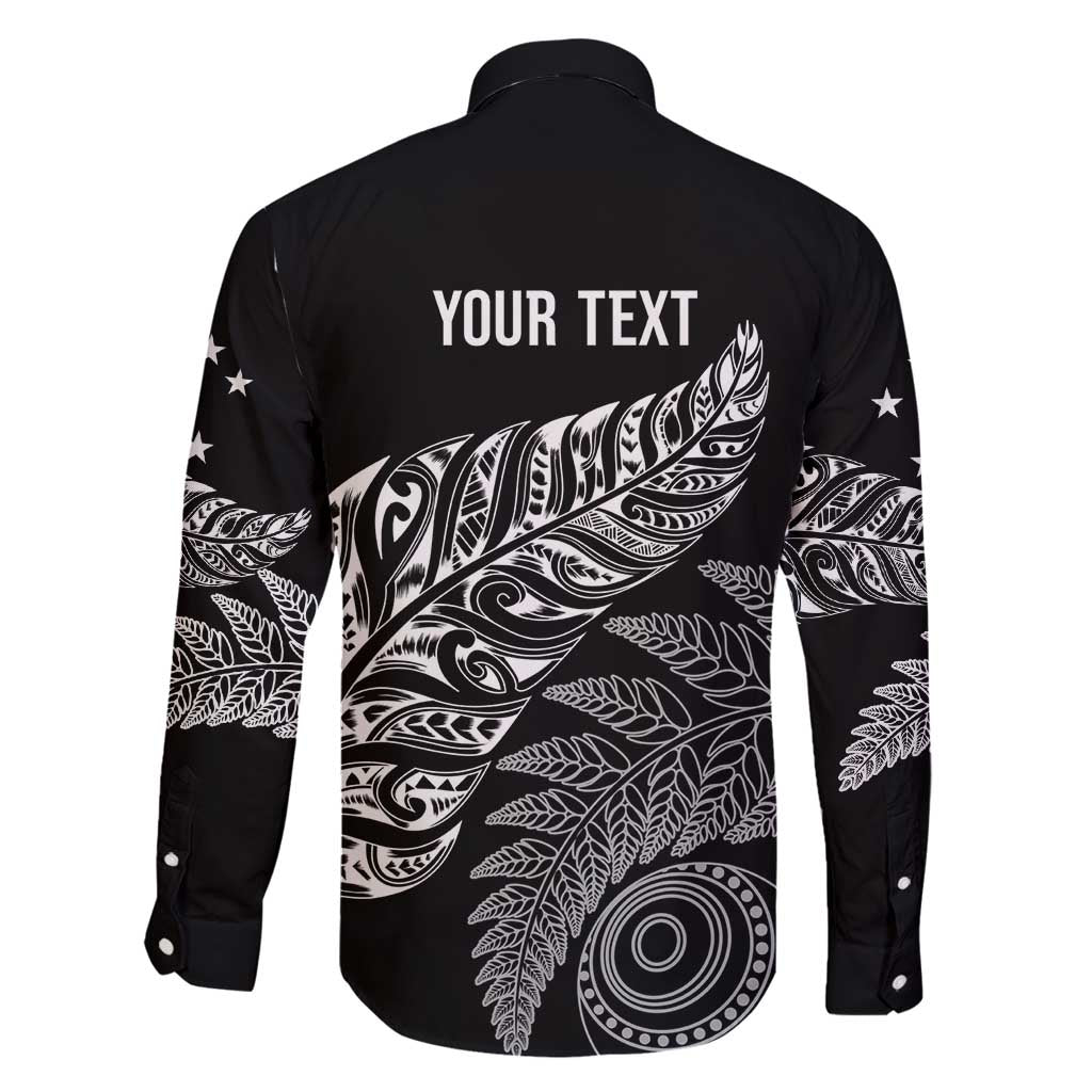 Aotearoa Personalized Lawn Bowls Maori Family Matching Long Sleeve Bodycon Dress and Hawaiian Shirt New Zealand Black Tribal Silver Fern - Polynesian Pride