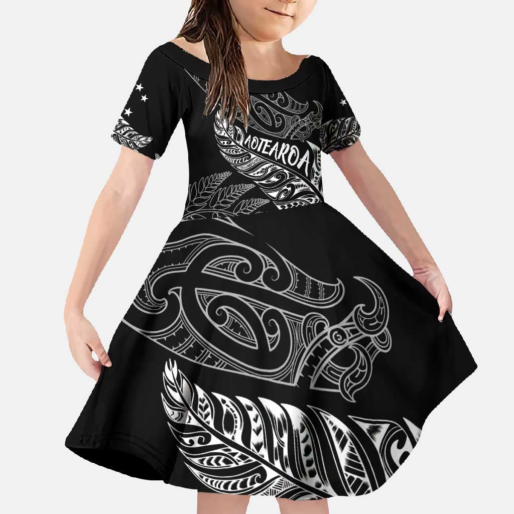 Aotearoa Personalized Lawn Bowls Maori Family Matching Tank Maxi Dress and Hawaiian Shirt New Zealand Black Tribal Silver Fern - Polynesian Pride
