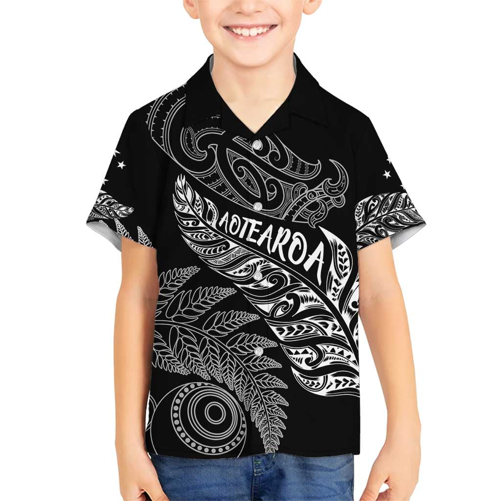 Aotearoa Personalized Lawn Bowls Maori Family Matching Tank Maxi Dress and Hawaiian Shirt New Zealand Black Tribal Silver Fern - Polynesian Pride