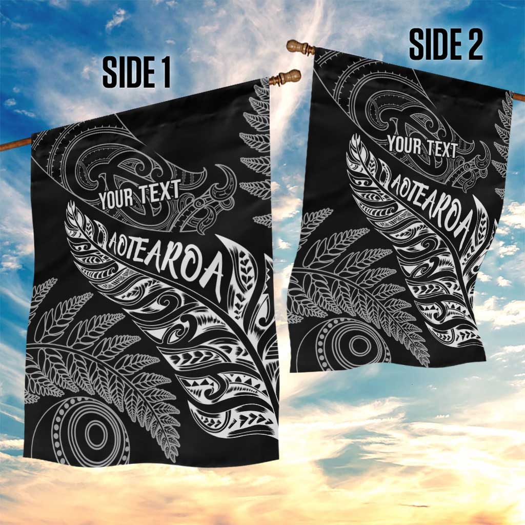 Aotearoa Personalized Lawn Bowls Maori Garden Flag New Zealand Black Tribal Silver Fern - Polynesian Pride