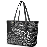 Aotearoa Personalized Lawn Bowls Maori Leather Tote Bag New Zealand Black Tribal Silver Fern - Polynesian Pride