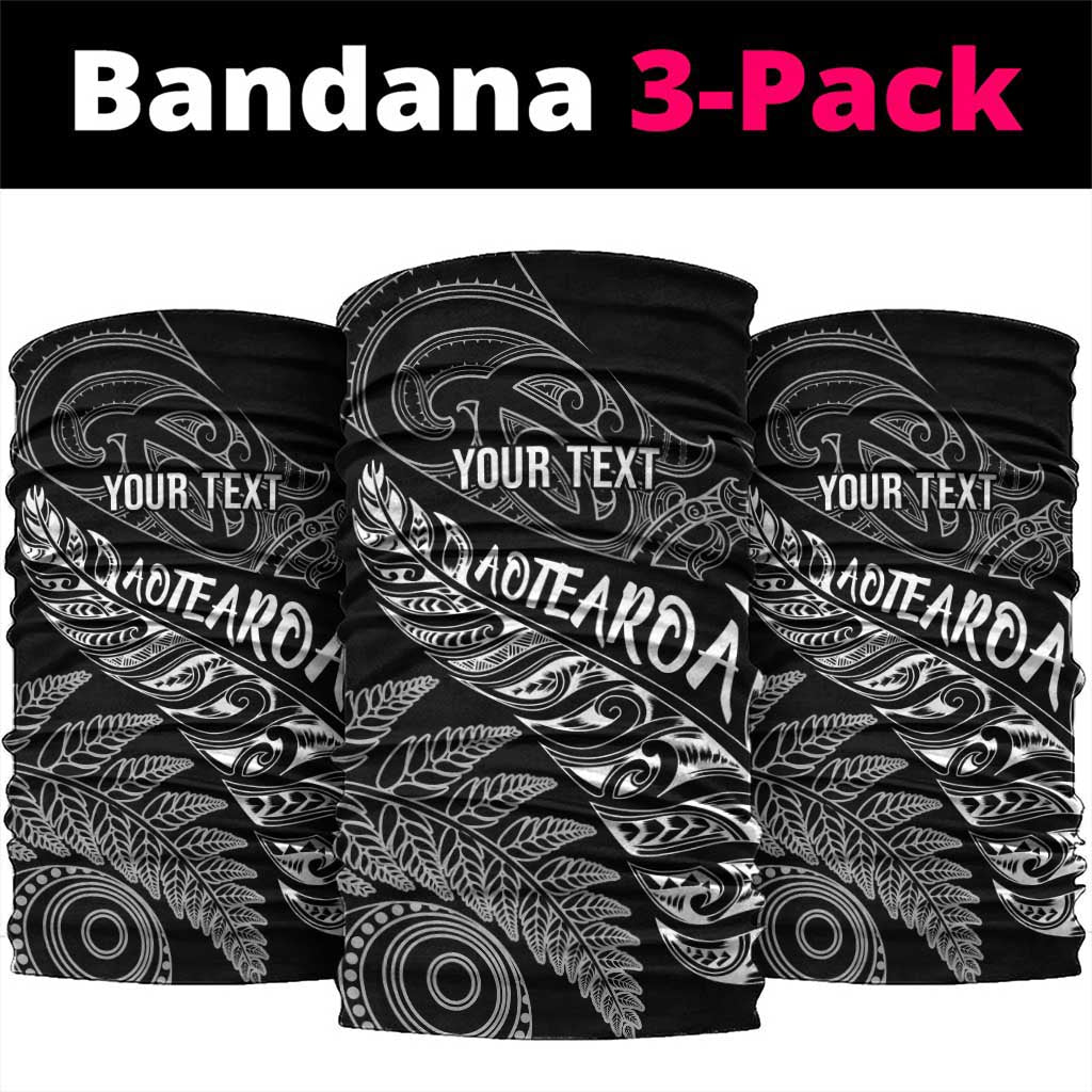 Aotearoa Personalized Lawn Bowls Maori Neck Gaiter New Zealand Black Tribal Silver Fern - Polynesian Pride