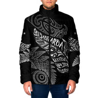 Aotearoa Personalized Lawn Bowls Maori Padded Jacket New Zealand Black Tribal Silver Fern - Polynesian Pride