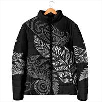 Aotearoa Personalized Lawn Bowls Maori Padded Jacket New Zealand Black Tribal Silver Fern - Polynesian Pride