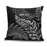 Aotearoa Personalized Lawn Bowls Maori Pillow Cover New Zealand Black Tribal Silver Fern - Polynesian Pride