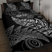 Aotearoa Personalized Lawn Bowls Maori Quilt Bed Set New Zealand Black Tribal Silver Fern - Polynesian Pride